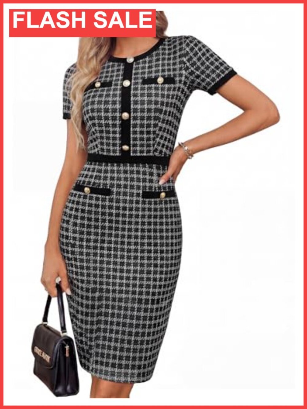 Women Work Business Bodycon Tweed Dress